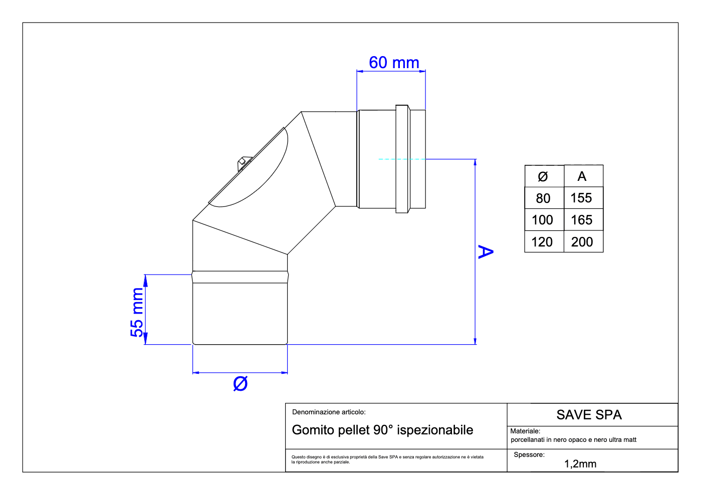 Gomito A 90 ° Con Ispezione Per Stufe A Pellet 'Light' Ee ? 80 Mm - Save in Tubi di scarico BricoGo - Marano di Napoli, commercioVirtuoso.it