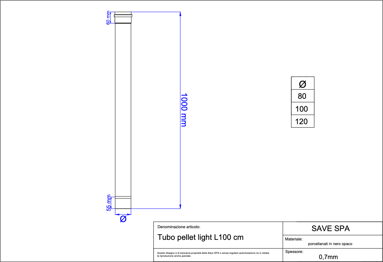 Tubo Per Stufe A Pellet 'Light' Ø 100X1000 Mm - Save in Tubi di scarico BricoGo - Marano di Napoli, commercioVirtuoso.it