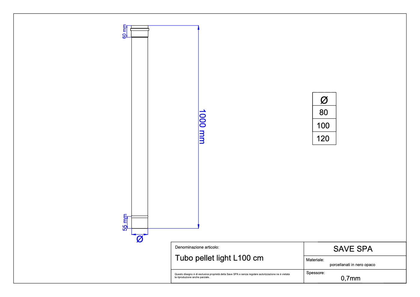 Tubo Per Stufe A Pellet 'Light' Ø 80X1000 Mm - Save in Tubi di scarico BricoGo - Marano di Napoli, commercioVirtuoso.it