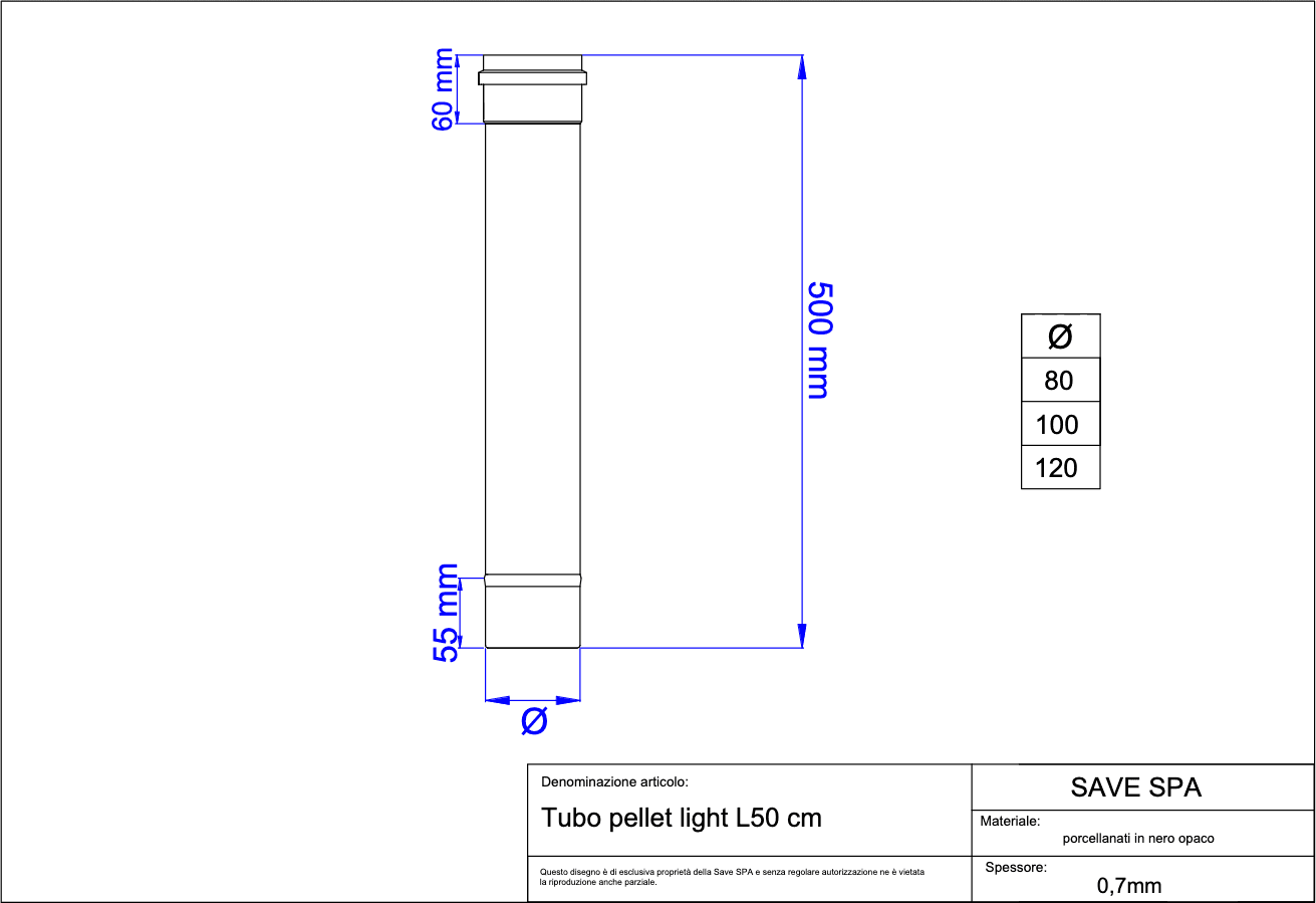 Tubo Per Stufe A Pellet 'Light' Ø 100X500 Mm - Save in Tubi di scarico BricoGo - Marano di Napoli, commercioVirtuoso.it