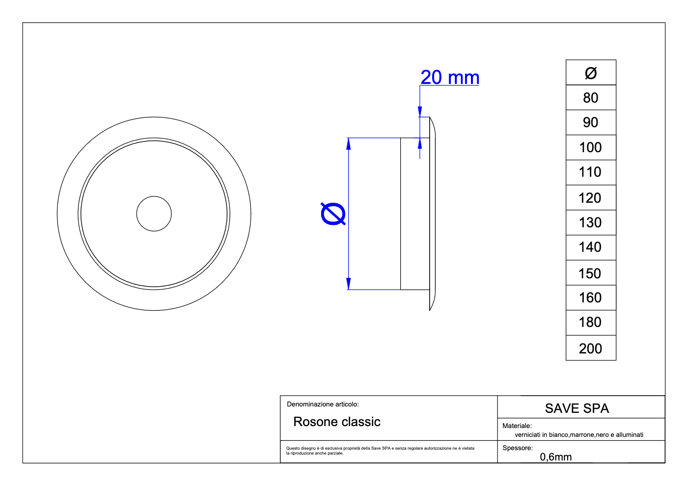 Rosone Smaltato 'Classic' Ø 80 Mm - Col. Marrone - Save in Rosoni a soffitto BricoGo - Marano di Napoli, commercioVirtuoso.it