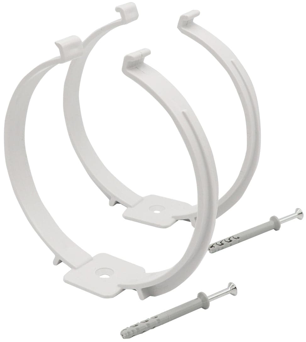 Collare Fermatubo Per Aerazione Canalizzata Ø Mm. 100, Con Tasselli E Viti, Col. Bianco