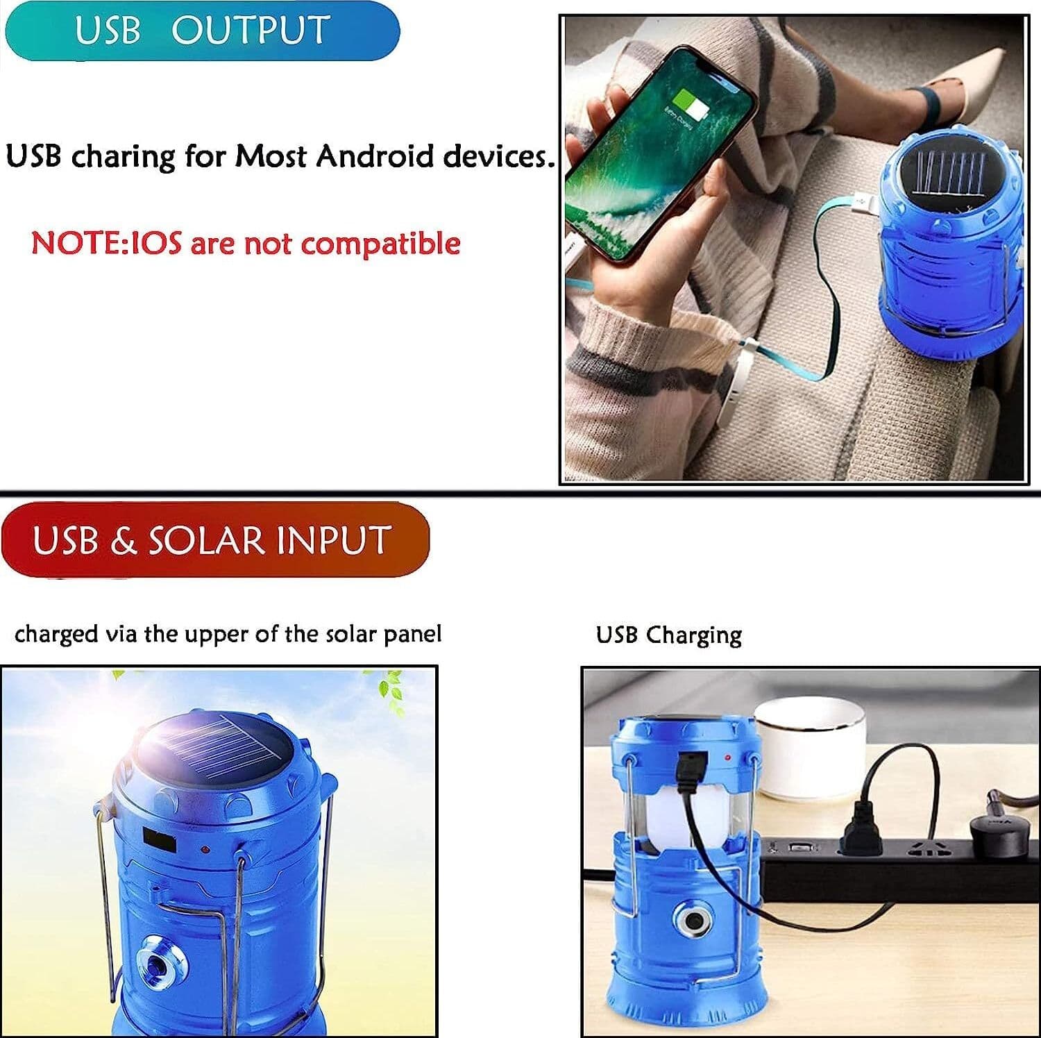 Lanterna LED Campeggio – portatile Lanterna ricaricabile USB solare ultra lumino in Lanterne elettriche CL Store - Battipaglia, commercioVirtuoso.it