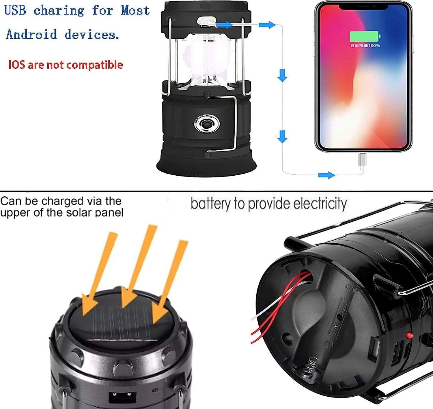 Lanterna LED Campeggio – portatile Lanterna ricaricabile USB solare ultra lumino in Lanterne elettriche CL Store - Battipaglia, commercioVirtuoso.it