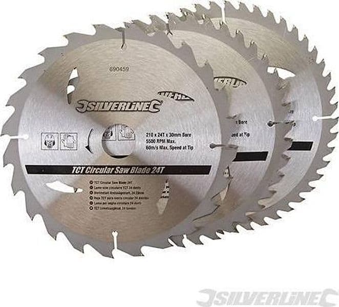 Lame per seghe circolari in TCT da 24, 40, 48 denti 3 pezzi Silverline in Lame per seghe da tavolo Eternal Brico - Ariano Irpino, commercioVirtuoso.it