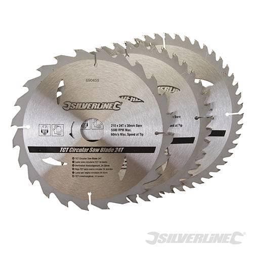 Lame per seghe circolari in TCT da 24, 40, 48 denti 3 pezzi Silverline in Lame per seghe da tavolo Eternal Brico - Ariano Irpino, commercioVirtuoso.it