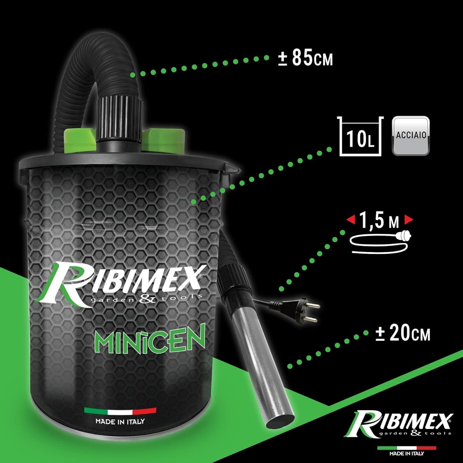 Aspiracenere Elettrico Minicen 800 Watt Con Filtro Hepa Lavabile Bidone In Acciaio 10 Litri Per Stufe E Camini Ribimex in Aspiratori liquidi-solidi BricoGo - Marano di Napoli, commercioVirtuoso.it