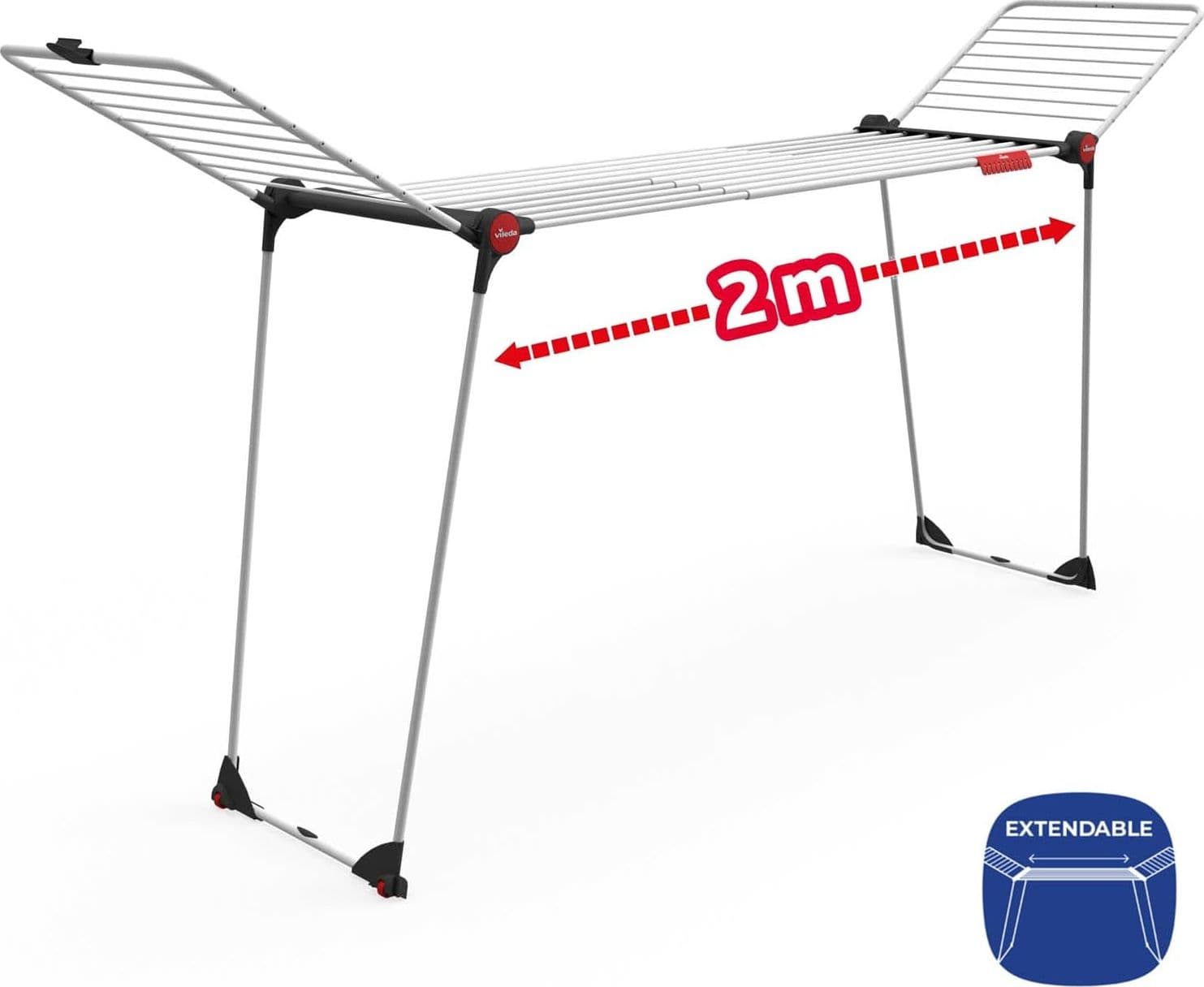 Stendino Infinity Flex Plus In Acciaio Verniciato Estensibile Fino A 2 Metri Con Ali Alte E Ruote Vileda in Stendini BricoGo - Marano di Napoli, commercioVirtuoso.it