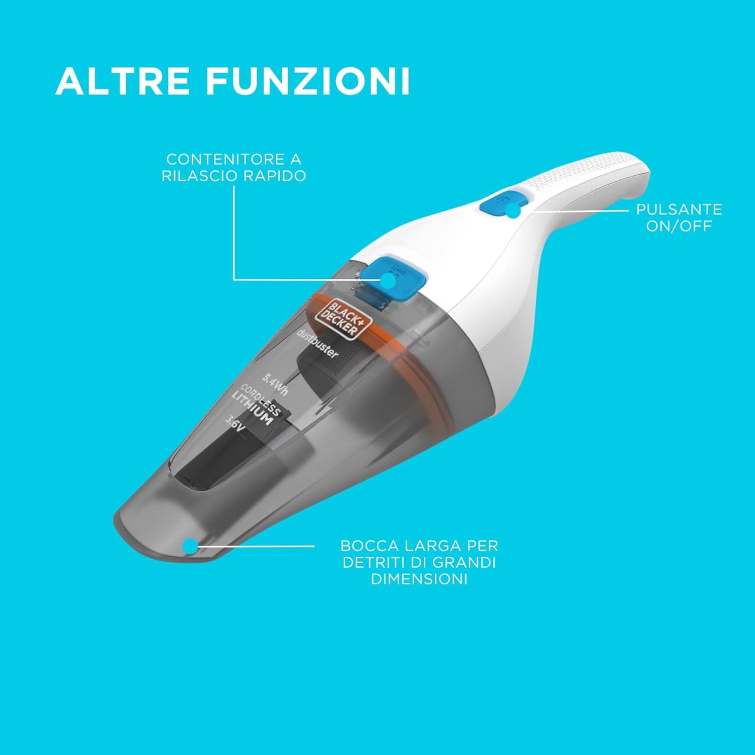 Aspirapolvere Portatile Senza Fili Nvc115Jl A Batteria Litio 3,6V Leggero E Compatto Con Bocca Larga Black&Decker in Scope elettriche BricoGo - Marano di Napoli, commercioVirtuoso.it