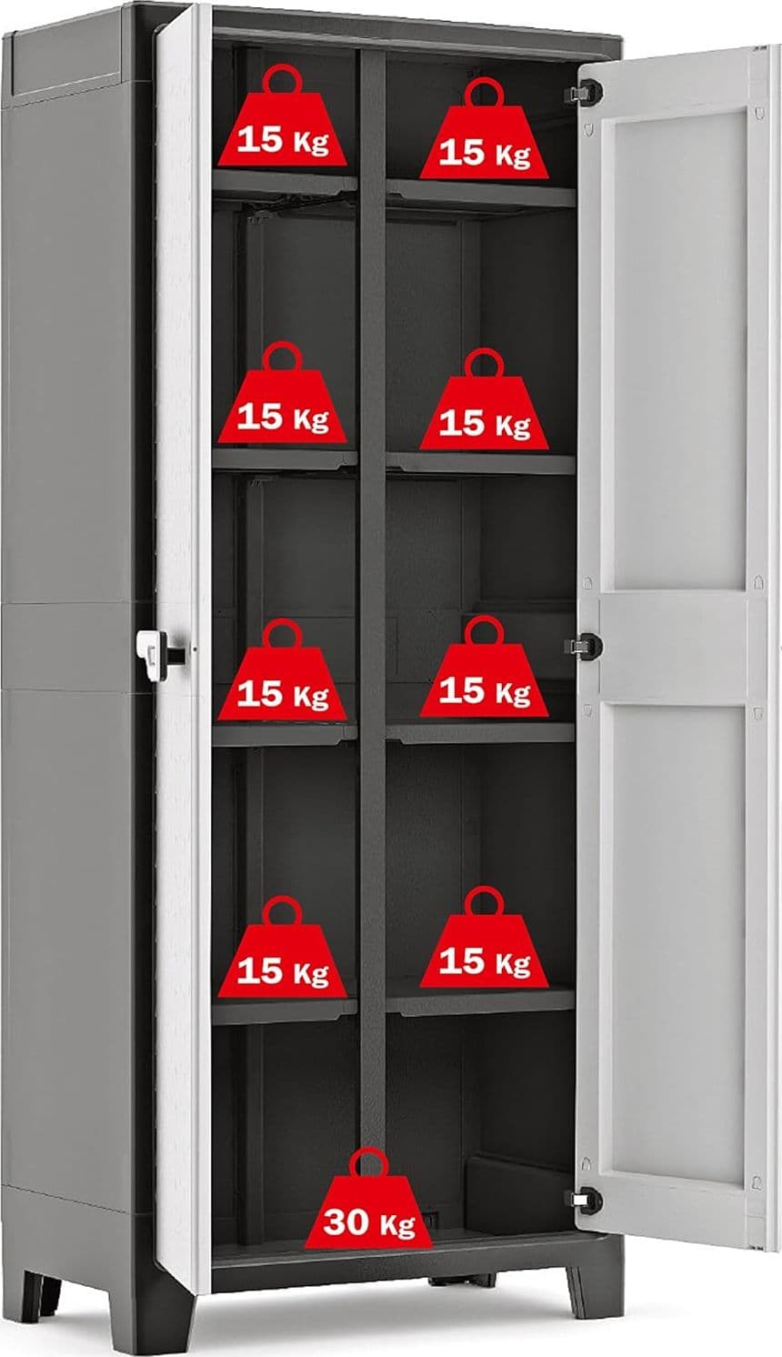 Armadio Portascope Titan Xl In Resina Antracite E Grigio 80X44X182 Cm Con Ripiani Pieghevoli E Piedini Regolabili Keter in Armadietti e credenze BricoGo - Marano di Napoli, commercioVirtuoso.it