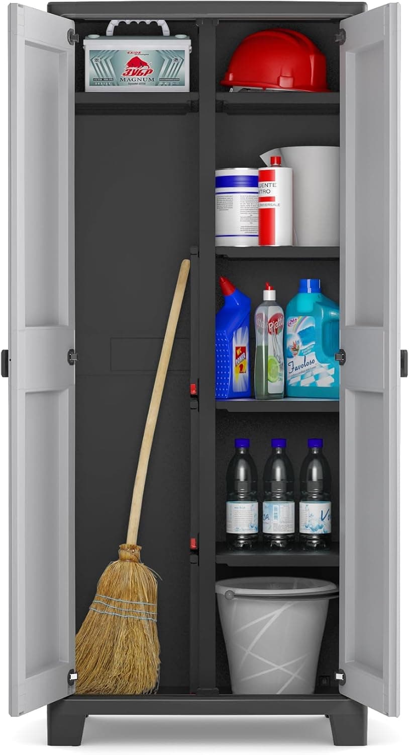 Armadio Portascope Titan Xl In Resina Antracite E Grigio 80X44X182 Cm Con Ripiani Pieghevoli E Piedini Regolabili Keter in Armadietti e credenze BricoGo - Marano di Napoli, commercioVirtuoso.it