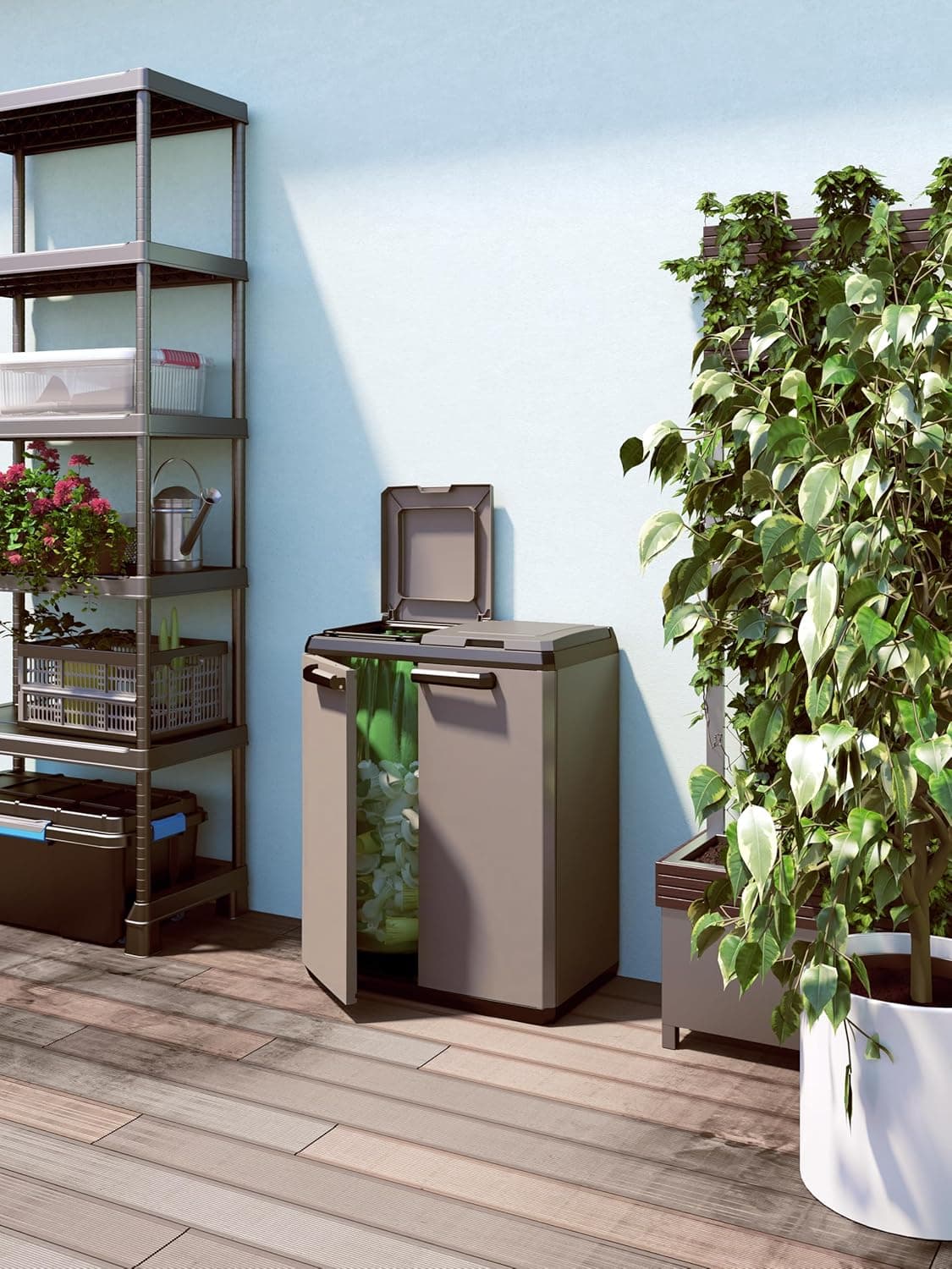 Pattumiera Basic 2 Ante 220 Litri Per Raccolta Differenziata In Resina Riciclata Con Coperchio E Etichette Adesive Keter in Sistemi di contenitori per raccolta differenziata BricoGo - Marano di Napoli, commercioVirtuoso.it