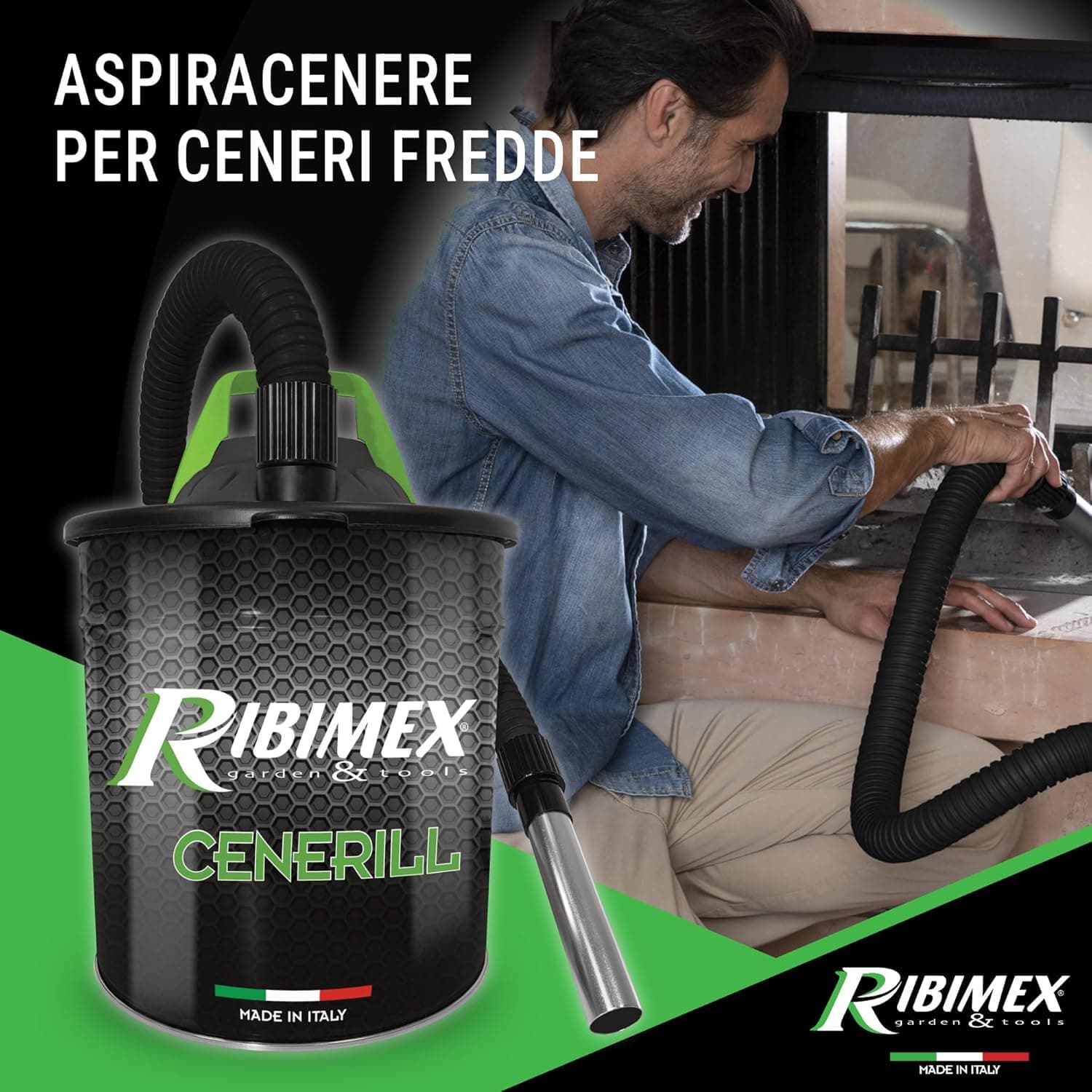 Aspiracenere Elettrico Cenerill 1000W Con Filtro Hepa Lavabile Bidone In Acciaio 18 Litri E Tubo Metallico Ribimex in Aspiratori liquidi-solidi BricoGo - Marano di Napoli, commercioVirtuoso.it