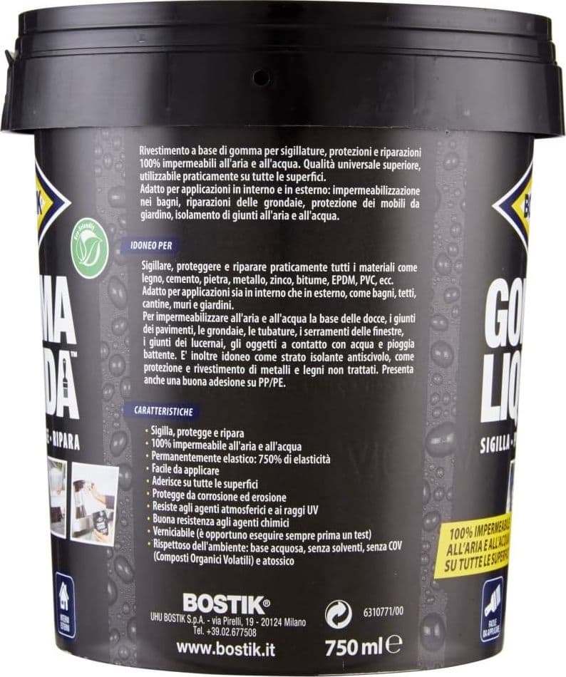 Gomma Liquida Sigillante Impermeabile 750 Ml Elastica E Verniciabile Per Riparazioni E Rivestimenti Interni Ed Esterni Bostik Uhu Bison in Impermeabili BricoGo - Marano di Napoli, commercioVirtuoso.it