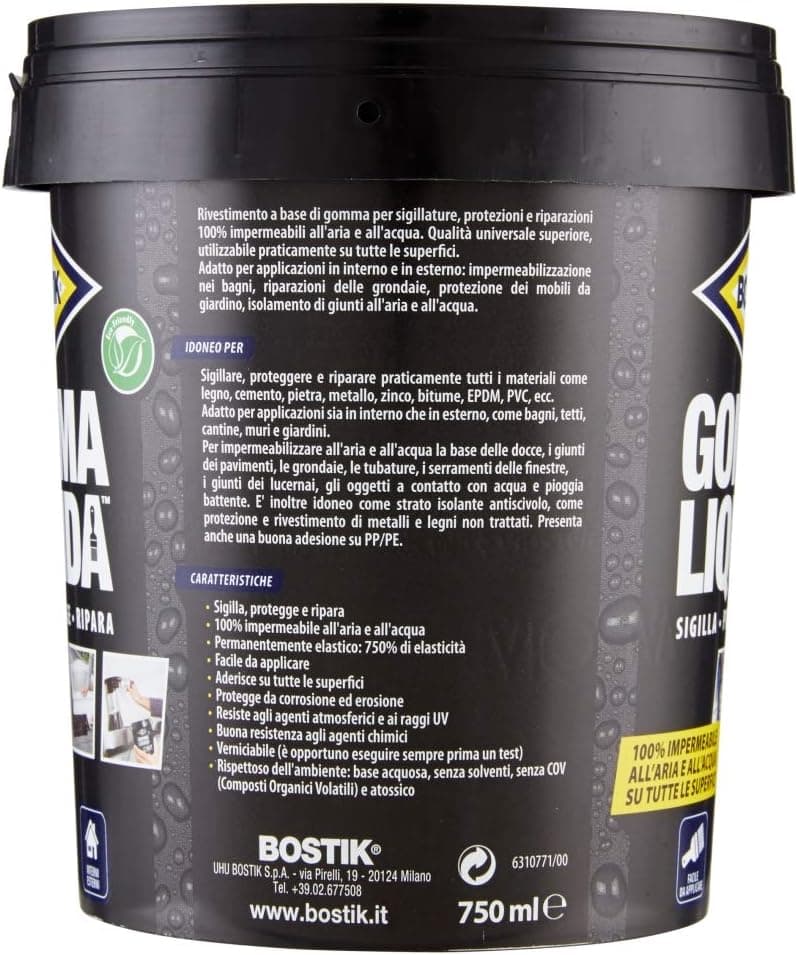 Gomma Liquida Sigillante Impermeabile 750 Ml Elastica E Verniciabile Per Riparazioni E Rivestimenti Interni Ed Esterni Bostik Uhu Bison in Impermeabili BricoGo - Marano di Napoli, commercioVirtuoso.it