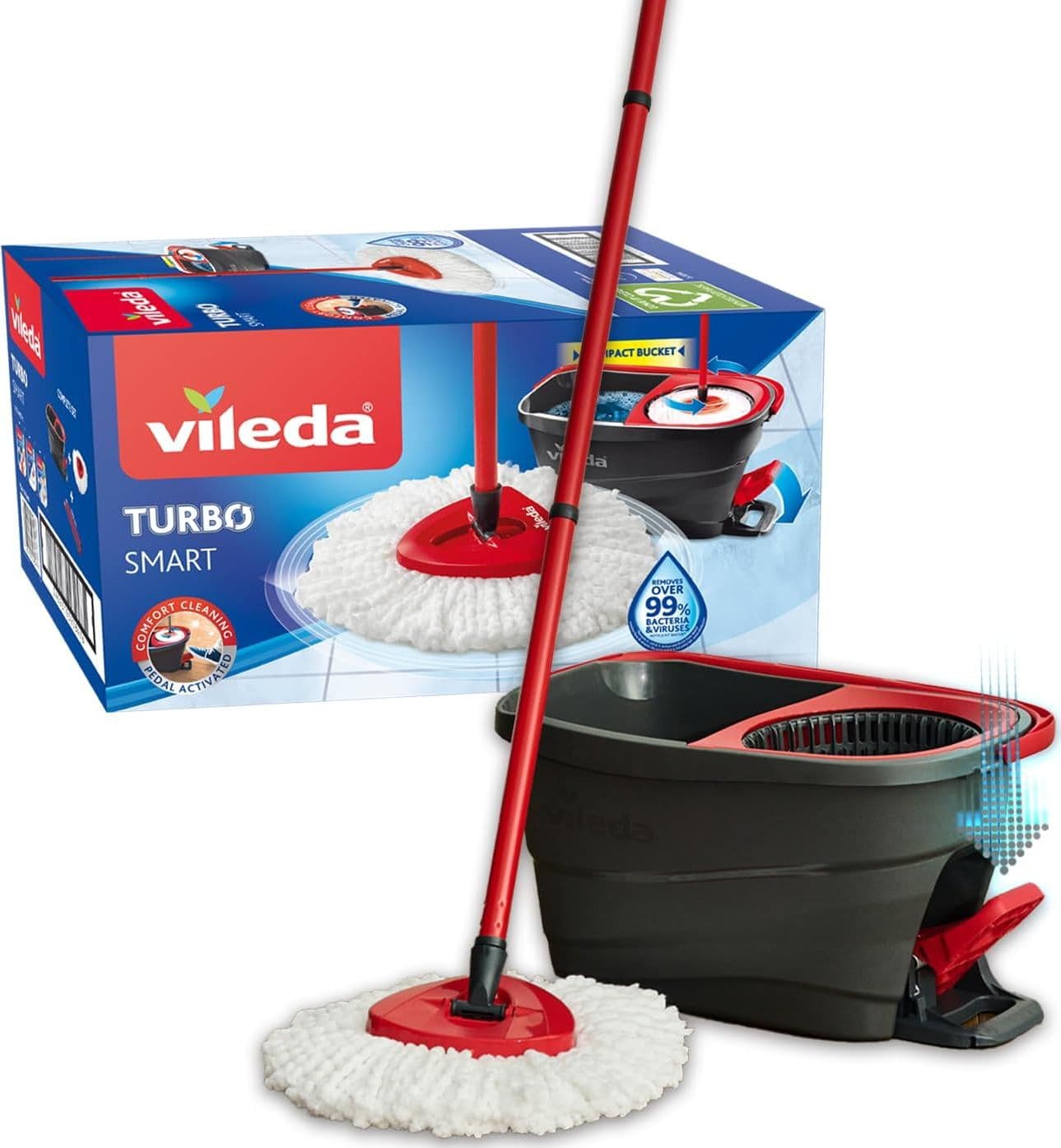 Sistema Lavapavimenti Supermocio Turbo Smart con Secchio a Pedale e Fiocco