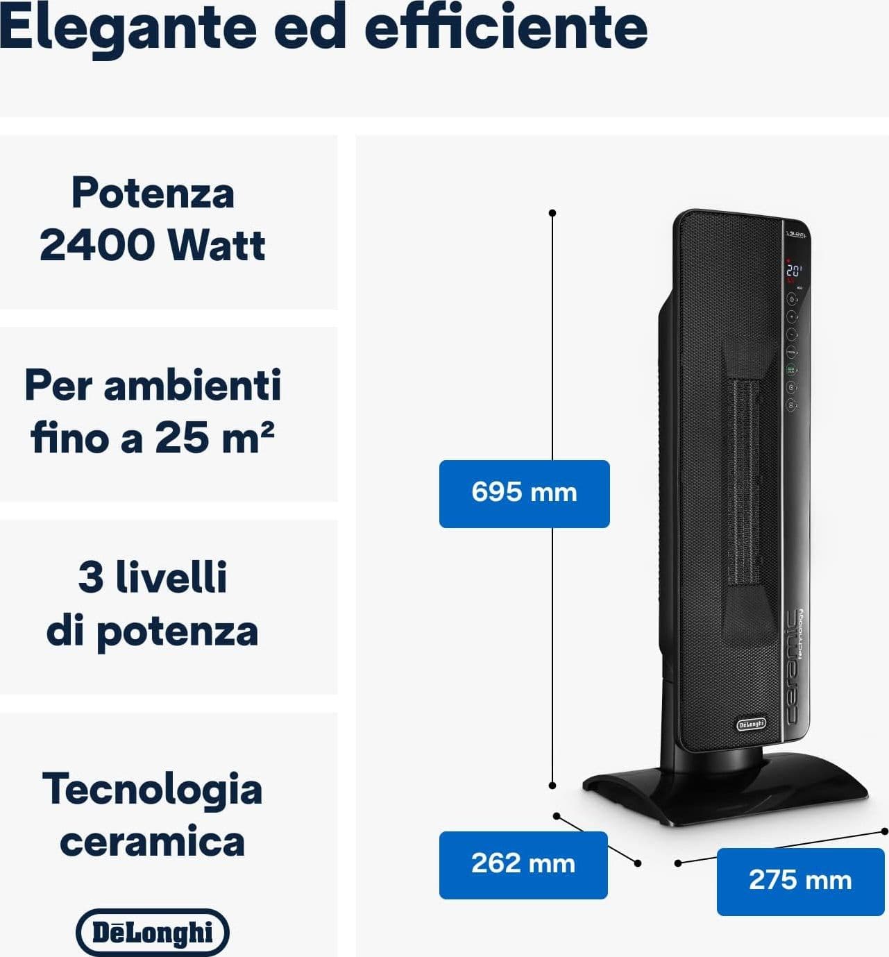 Termoventilatore Ceramico A Torre Tch 8993Er 2400W Display Led Telecomando Funzione Eco Plus Ambienti Fino A 70 M³ Delonghi in Stufe elettriche BricoGo - Marano di Napoli, commercioVirtuoso.it