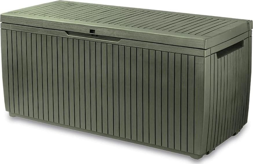 Baule da Esterno Springwood 123X53,5X57 Cm in Resina Effetto Legno Verde