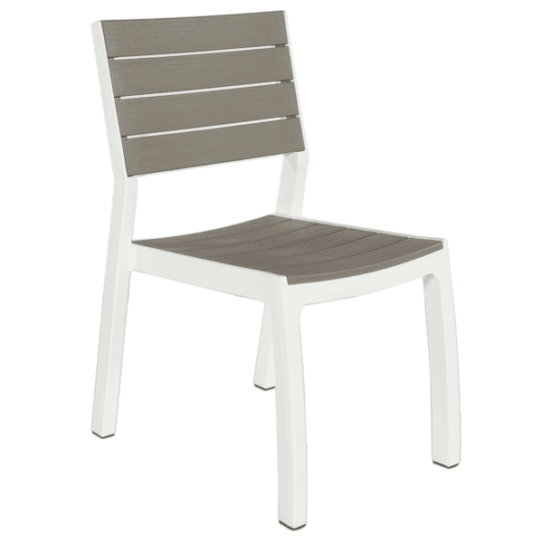 Sedia Da Giardino Harmony In Resina Effetto Legno Colore Bianco Tortora Impilabile E Resistente Alle Intemperie Keter