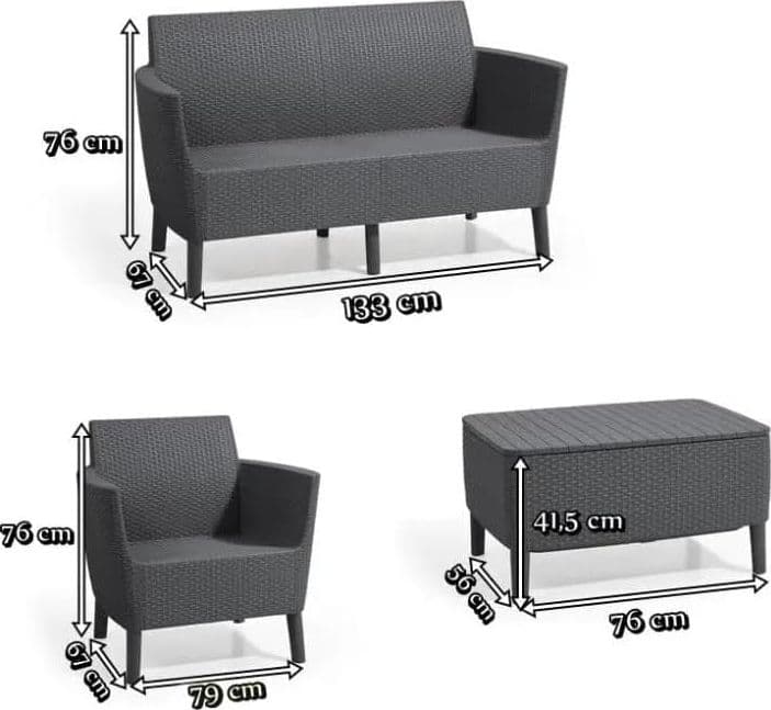 Salottino Da Esterno Salemo Lounge Set 4 Pezzi In Resina Effetto Rattan Con Tavolino Contenitore E Cuscini Colore Graphite Keter in Divanetti BricoGo - Marano di Napoli, commercioVirtuoso.it
