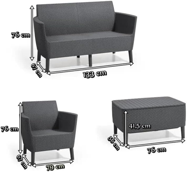 Salottino Da Esterno Salemo Lounge Set 4 Pezzi In Resina Effetto Rattan Con Tavolino Contenitore E Cuscini Colore Graphite Keter in Divanetti BricoGo - Marano di Napoli, commercioVirtuoso.it