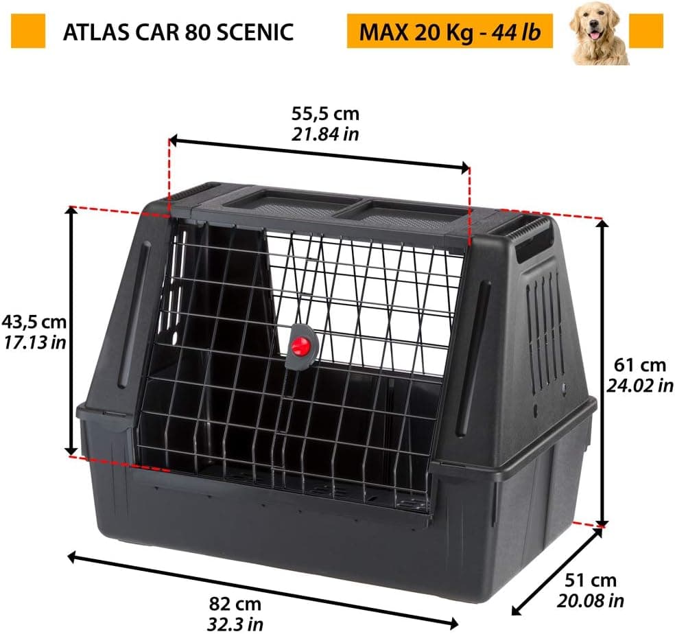 Trasportino 'Atlas Car' 'Mod.80' - Cm 82 X 51 X H 61 (Portata Max 20 Kg) - Ferplast in Gabbiette per auto BricoGo - Marano di Napoli, commercioVirtuoso.it