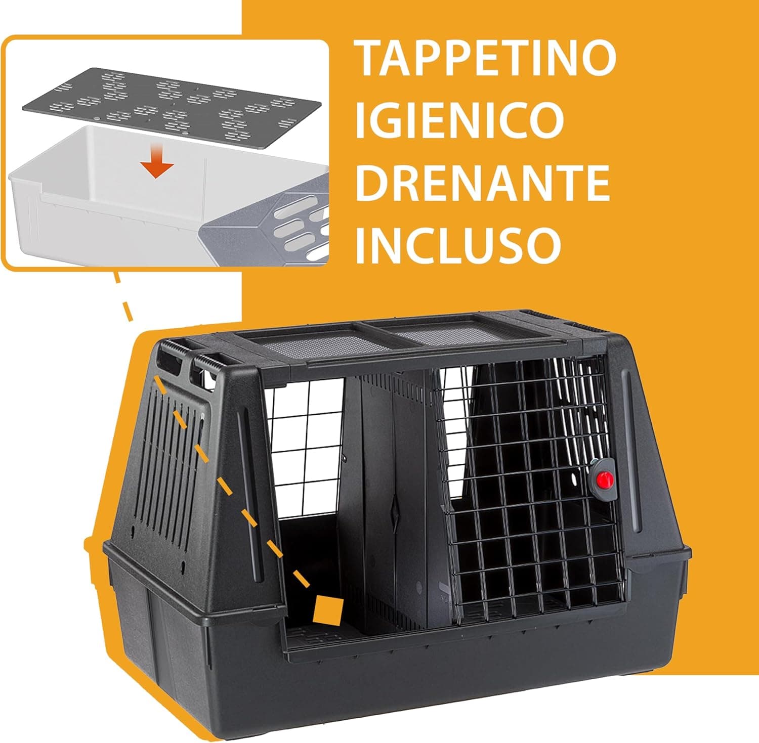 Trasportino 'Atlas Car' 'Mod.80' - Cm 82 X 51 X H 61 (Portata Max 20 Kg) - Ferplast in Gabbiette per auto BricoGo - Marano di Napoli, commercioVirtuoso.it
