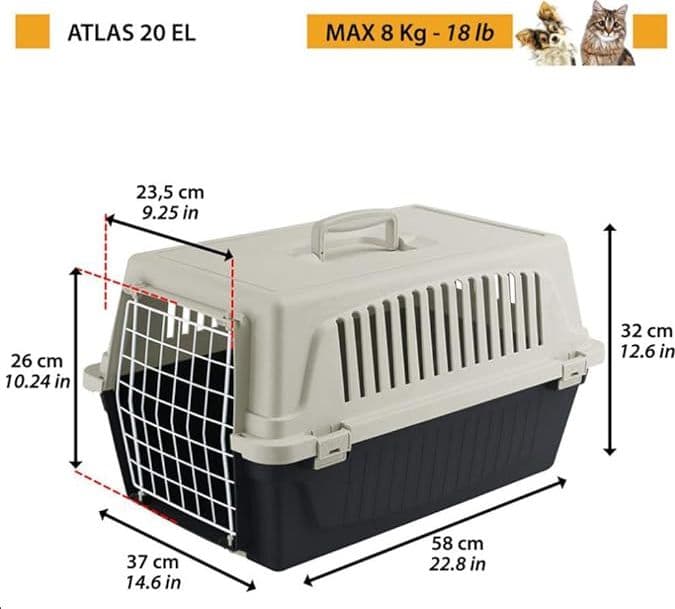 Trasportino 'Atlas' 'Atlas 20El' - Cm 37 X 58 X H 32 (Portata Max 8 Kg) - Ferplast in Gabbiette per auto BricoGo - Marano di Napoli, commercioVirtuoso.it