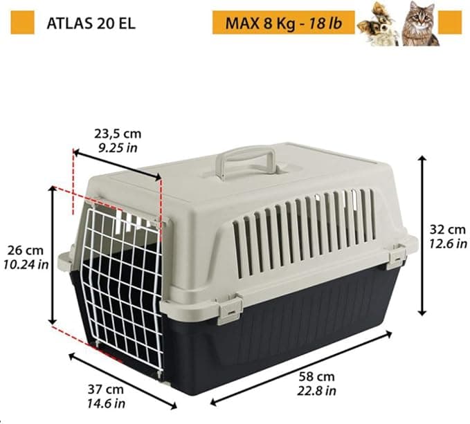Trasportino 'Atlas' 'Atlas 20El' - Cm 37 X 58 X H 32 (Portata Max 8 Kg) - Ferplast in Gabbiette per auto BricoGo - Marano di Napoli, commercioVirtuoso.it