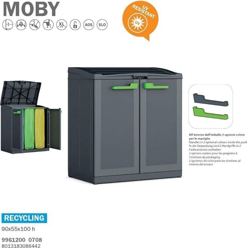 Armadietto Raccolta Differenziata In Resina Per Esterno Con 3 Scomparti E Coperchio Superiore Colore Antracite Moby Recycling Keter in Sistemi di contenitori per raccolta differenziata BricoGo - Marano di Napoli, commercioVirtuoso.it
