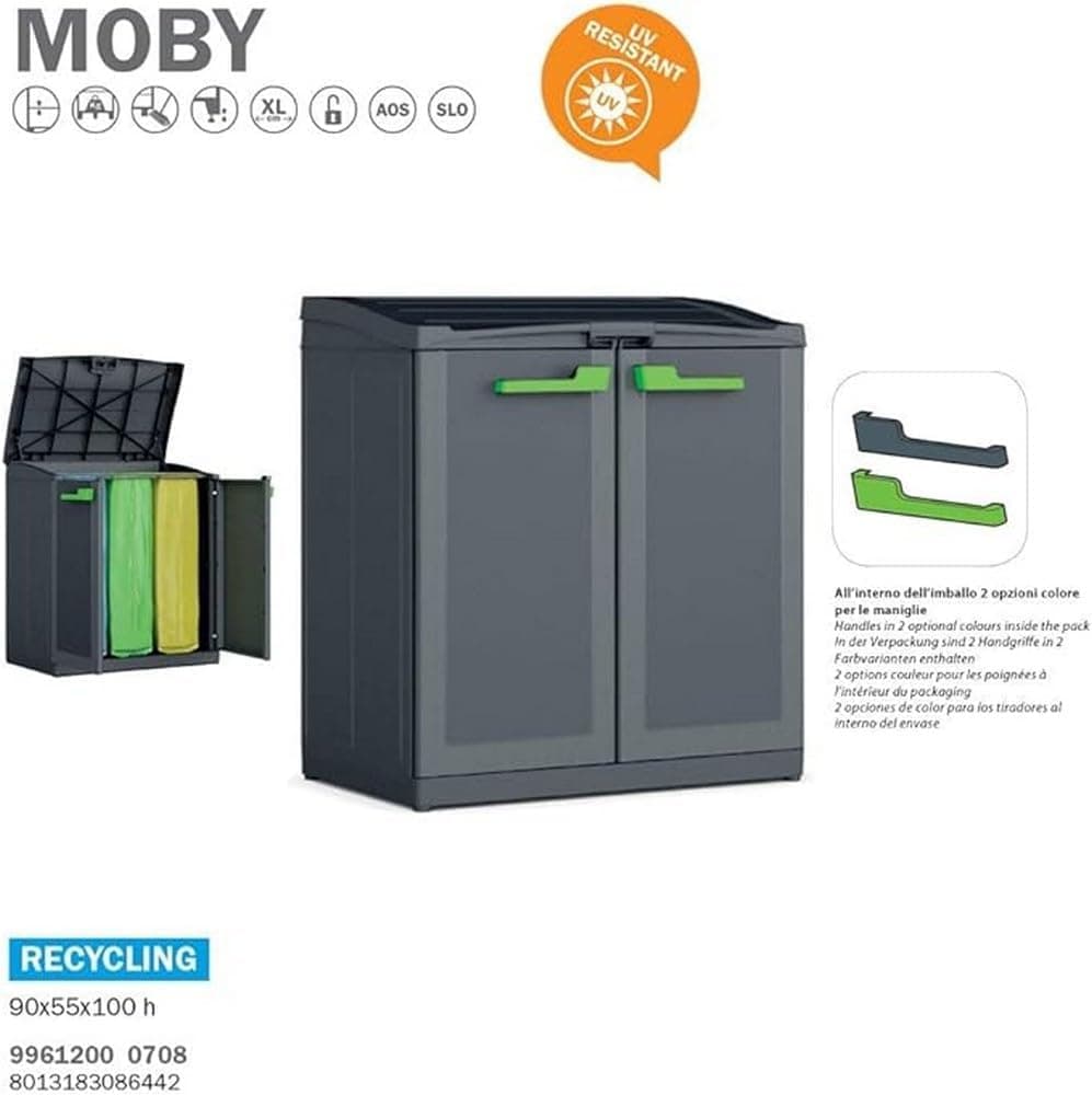 Armadietto Raccolta Differenziata In Resina Per Esterno Con 3 Scomparti E Coperchio Superiore Colore Antracite Moby Recycling Keter in Sistemi di contenitori per raccolta differenziata BricoGo - Marano di Napoli, commercioVirtuoso.it