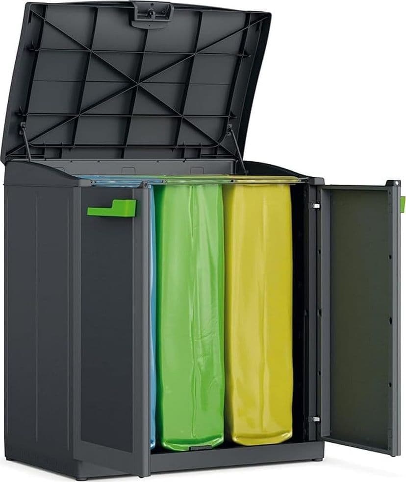 Armadietto Raccolta Differenziata In Resina Per Esterno Con 3 Scomparti E Coperchio Superiore Colore Antracite Moby Recycling Keter in Sistemi di contenitori per raccolta differenziata BricoGo - Marano di Napoli, commercioVirtuoso.it