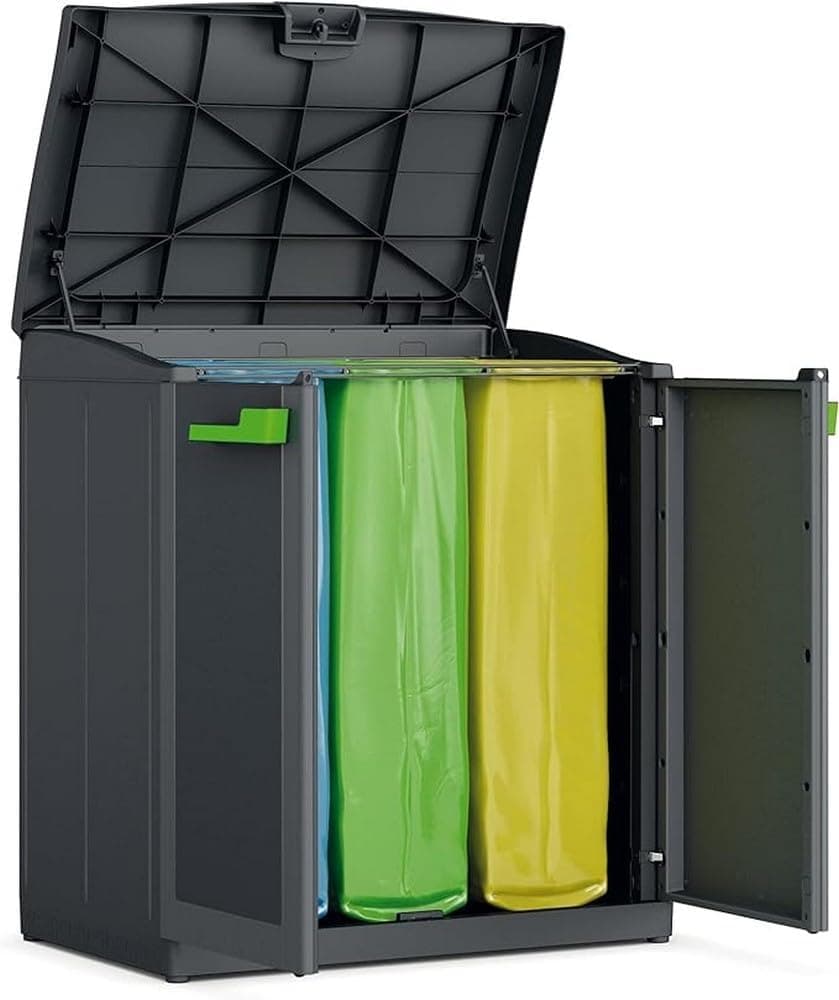 Armadietto Raccolta Differenziata In Resina Per Esterno Con 3 Scomparti E Coperchio Superiore Colore Antracite Moby Recycling Keter in Sistemi di contenitori per raccolta differenziata BricoGo - Marano di Napoli, commercioVirtuoso.it