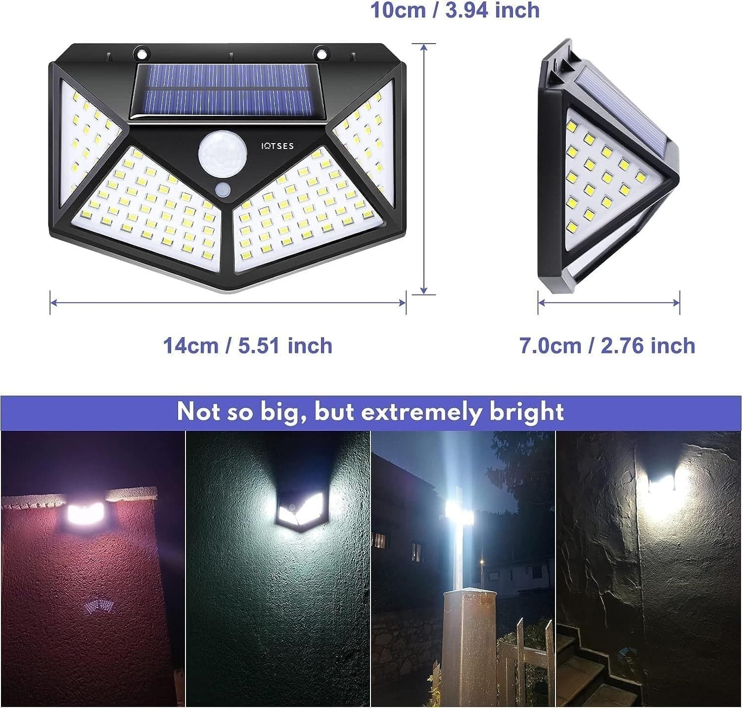 Luce solare per esterno, 100 LED con 3 modalità di illuminazione 2200 Lumen, luc in Lampade da parete CL Store - Battipaglia, commercioVirtuoso.it