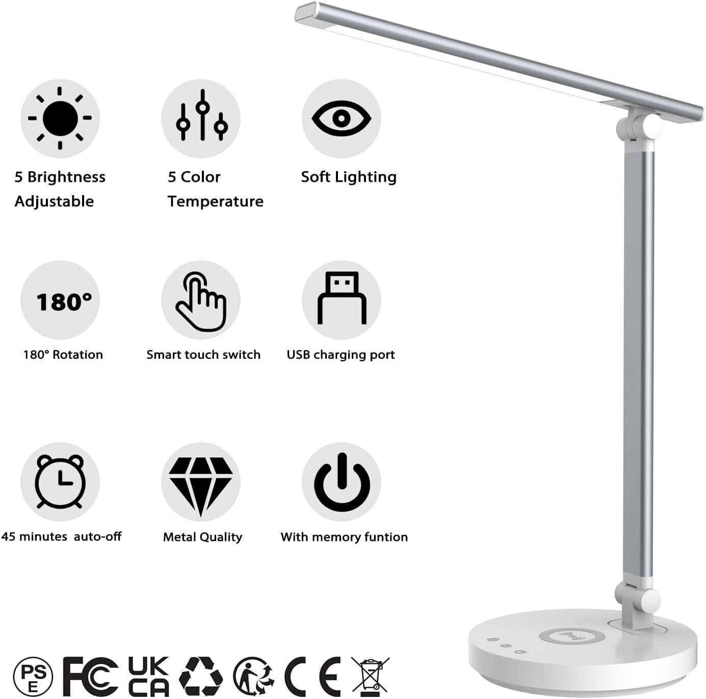 Lampada da scrivania a LED con caricabatterie wireless, touch con 5 modalità in Lampade da lavoro CL Store - Battipaglia, commercioVirtuoso.it
