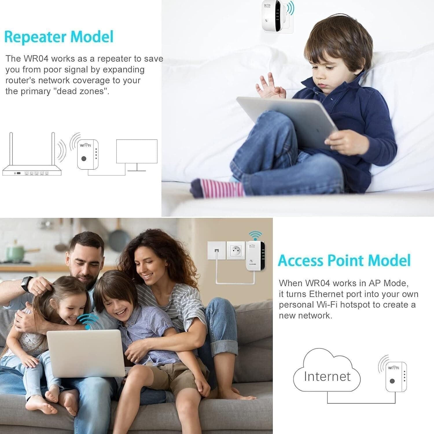 Amplificatore WLAN, ripetitore WiFi, 300 Mbit/s, ripetitore WiFi da 2,4 GHz in  CL Store - Battipaglia, commercioVirtuoso.it
