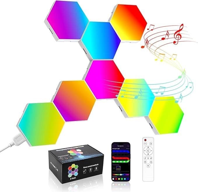 Lampade da Parete Esagonali per Gaming, Camera da Letto, Soggiorno, Sala Giochi