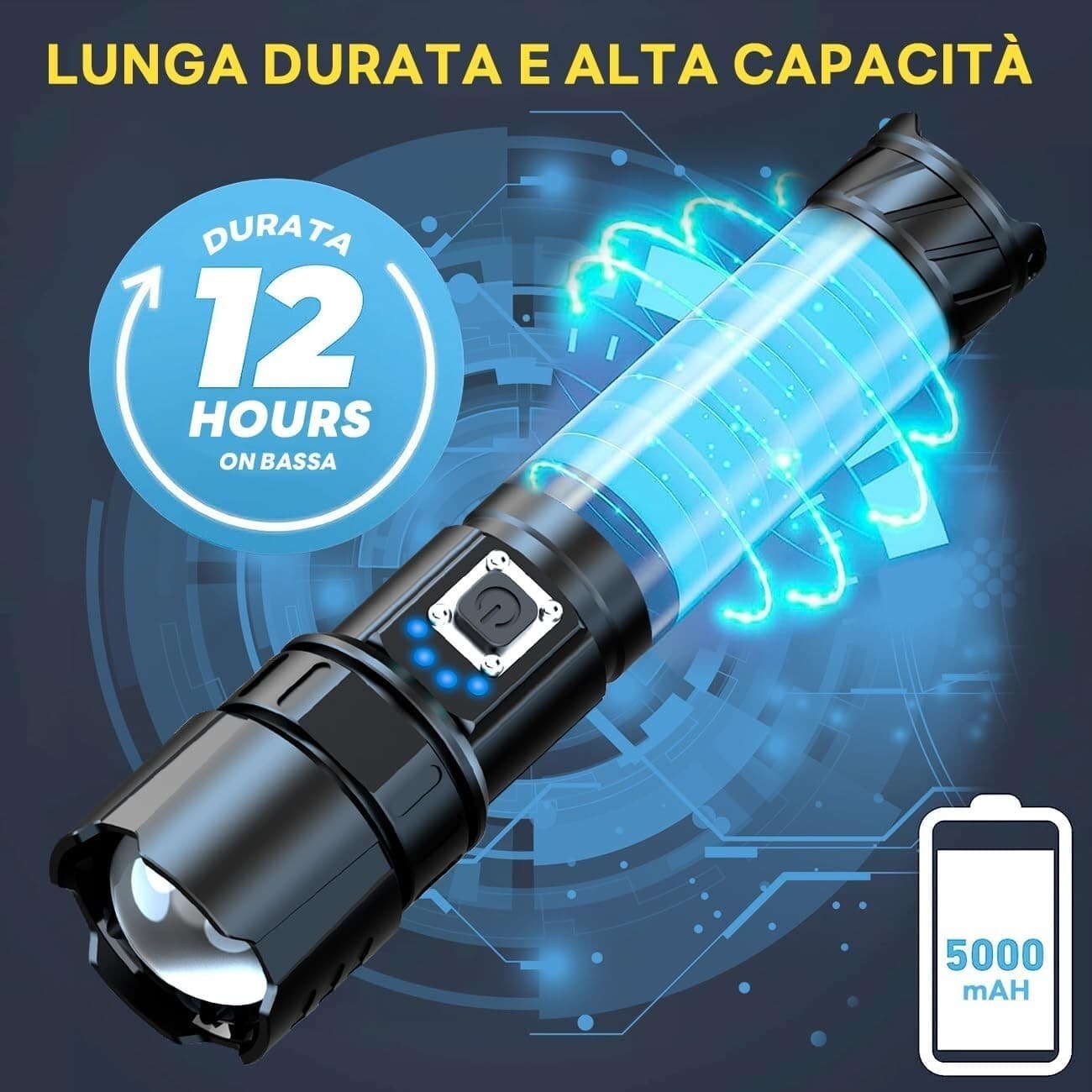 Gisaae Torcia Led Potente Professionale,10000 Lumens Usb Torcia Led Ricaricabile in Torce elettriche portatili (standard) CL Store - Battipaglia, commercioVirtuoso.it