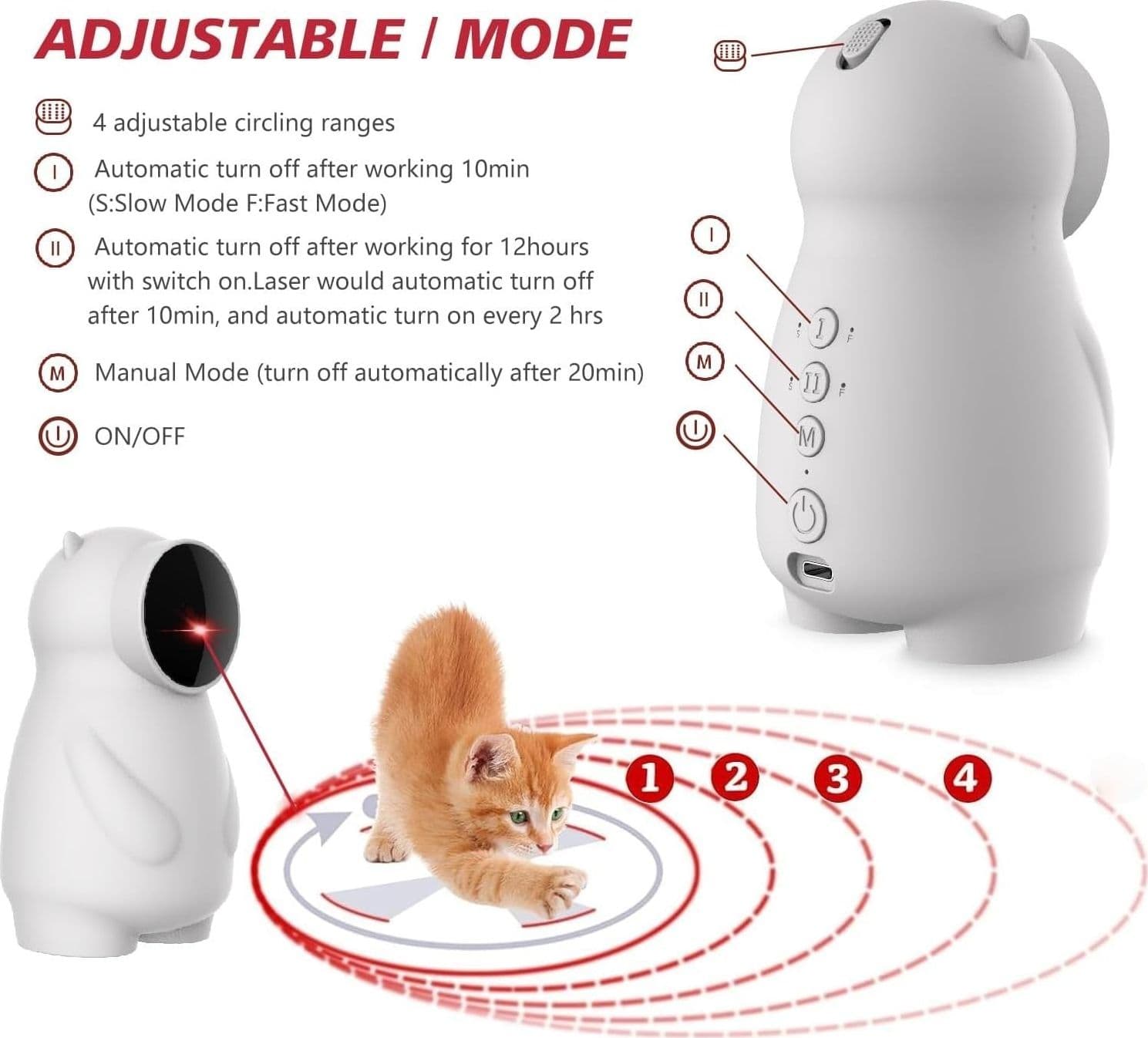 LEMENG Laser Cat Toy - 3 modalità LED automatiche, traiettoria casuale reale in Giochi interattivi CL Store - Battipaglia, commercioVirtuoso.it