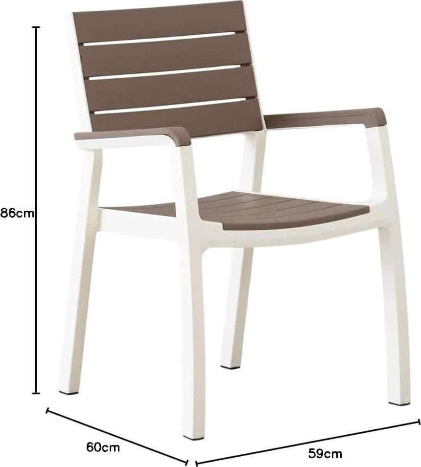 Sedia Da Giardino Con Braccioli In Resina Effetto Legno Impilabile Colore Bianco E Cappuccino Harmony Keter in Sedie per tavolo da giardino BricoGo - Marano di Napoli, commercioVirtuoso.it