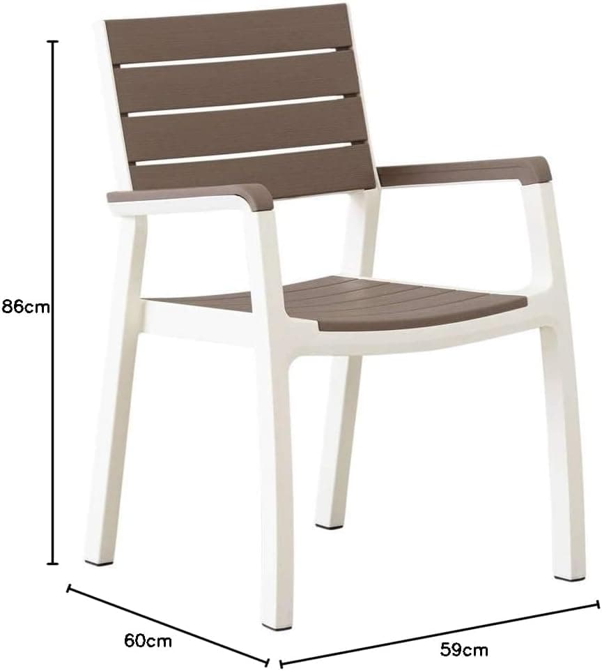 Sedia Da Giardino Con Braccioli In Resina Effetto Legno Impilabile Colore Bianco E Cappuccino Harmony Keter in Sedie per tavolo da giardino BricoGo - Marano di Napoli, commercioVirtuoso.it