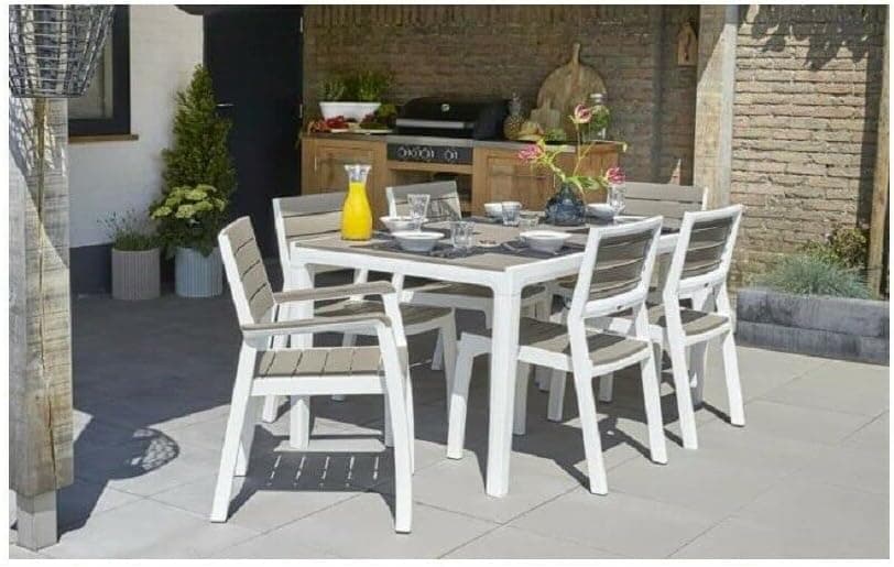 Tavolo Da Giardino In Polipropilene Effetto Legno Colore Bianco E Cappuccino Modello Harmony Keter in Tavoli standard BricoGo - Marano di Napoli, commercioVirtuoso.it