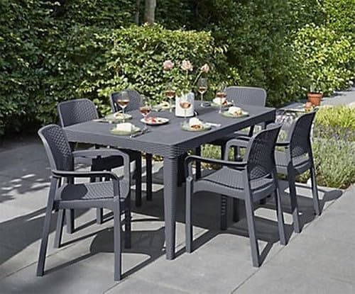 Tavolo Da Giardino In Polipropilene Effetto Rattan Colore Grafite Modello Girona Keter in Tavoli standard BricoGo - Marano di Napoli, commercioVirtuoso.it