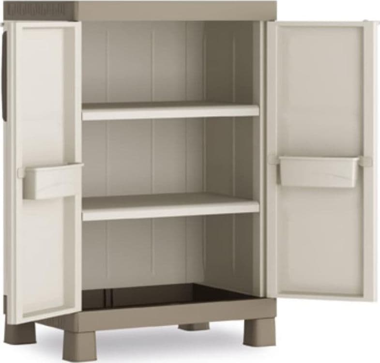 Armadio Basso In Resina Con 2 Ripiani Regolabili E Chiusura Lucchettabile Colore Grigio E Nero Excellence Keter in Armadi BricoGo - Marano di Napoli, commercioVirtuoso.it