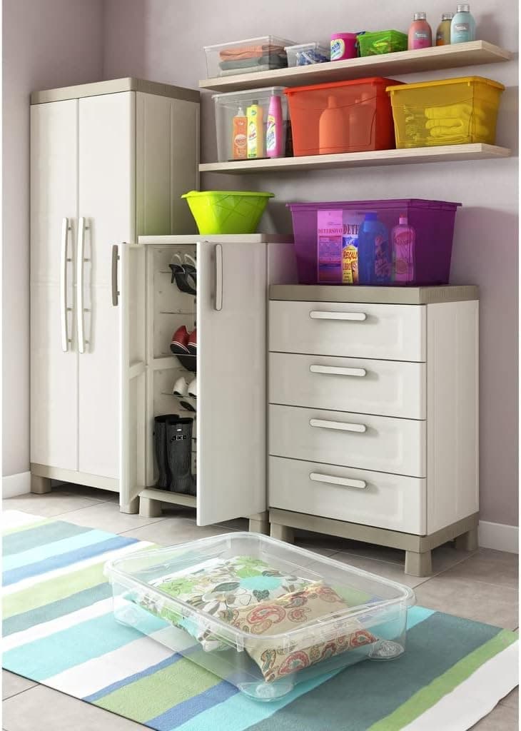 Armadio Basso In Resina Con 2 Ripiani Regolabili E Chiusura Lucchettabile Colore Grigio E Nero Excellence Keter in Armadi BricoGo - Marano di Napoli, commercioVirtuoso.it