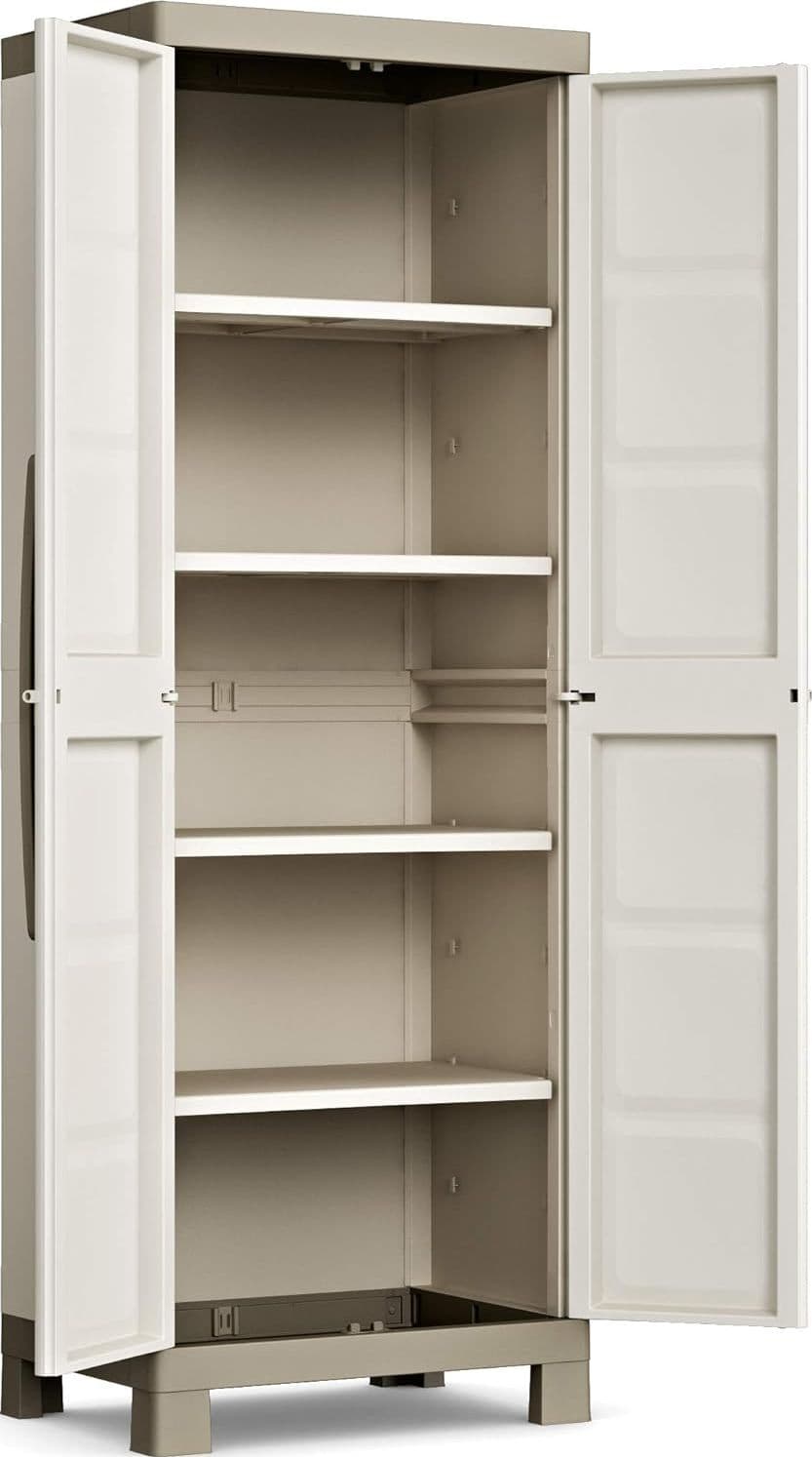 Armadio Alto In Resina Con 4 Ripiani Regolabili E Chiusura Lucchettabile Colore Grigio E Nero Excellence Keter in Armadietti e credenze BricoGo - Marano di Napoli, commercioVirtuoso.it