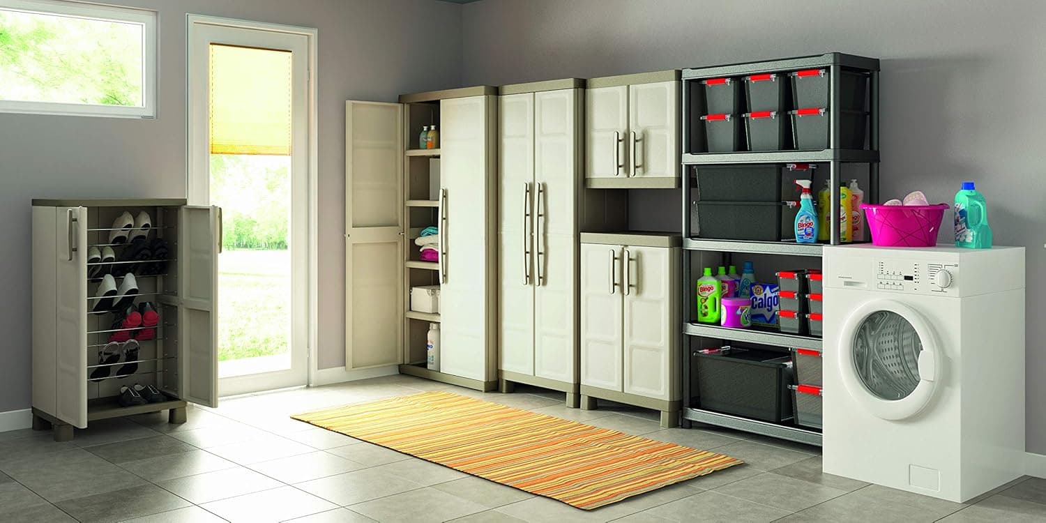 Armadio Alto In Resina Con 4 Ripiani Regolabili E Chiusura Lucchettabile Colore Grigio E Nero Excellence Keter in Armadietti e credenze BricoGo - Marano di Napoli, commercioVirtuoso.it
