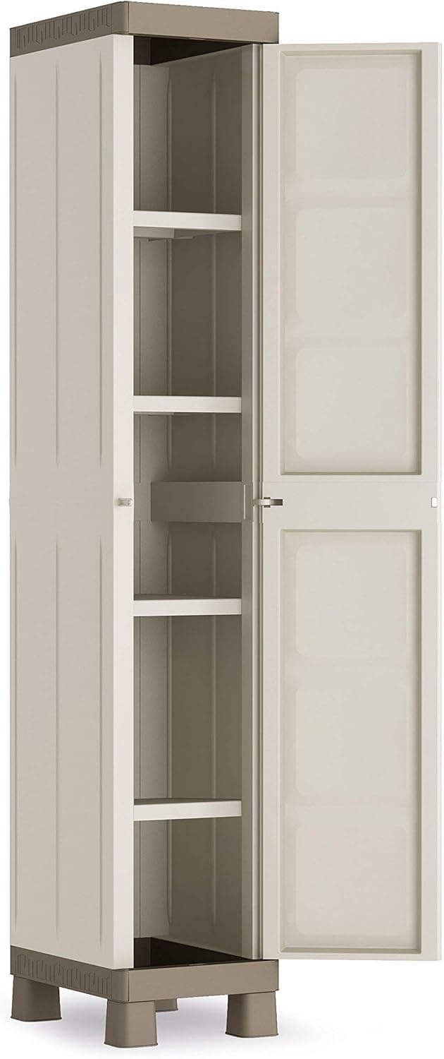 Armadio Alto A 1 Anta In Resina Con 4 Ripiani Regolabili E Chiusura Lucchettabile Colore Grigio E Nero Excellence Keter in Armadietti e credenze BricoGo - Marano di Napoli, commercioVirtuoso.it