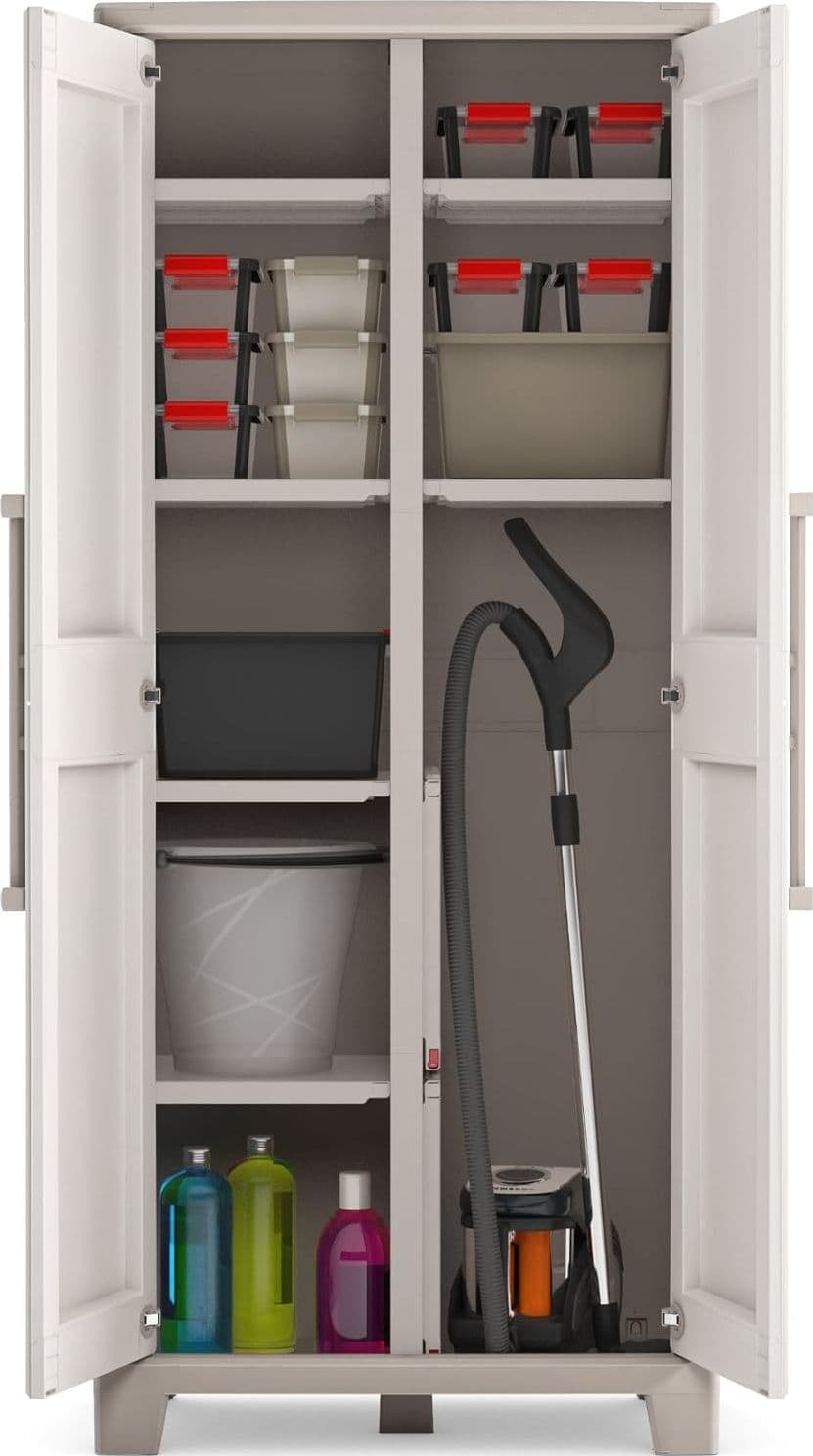 Armadio In Resina Con 8 Ripiani Ribaltabili Regolabili Sabbia Beige Gulliver Multispace Keter in Armadi BricoGo - Marano di Napoli, commercioVirtuoso.it