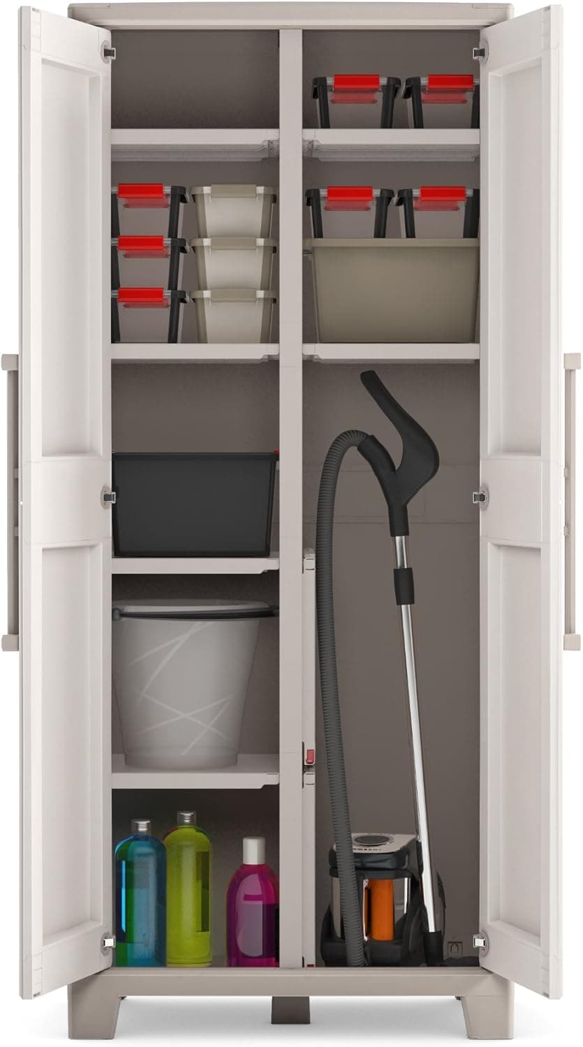 Armadio In Resina Con 8 Ripiani Ribaltabili Regolabili Sabbia Beige Gulliver Multispace Keter in Armadi BricoGo - Marano di Napoli, commercioVirtuoso.it